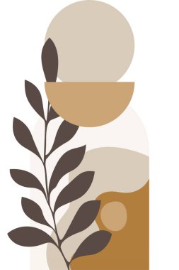 Soyut bej boho doğa duvarı sanat dekoru resimleme arka planı. Boho duvar sanat arkaplan posteri