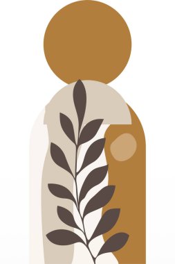 Soyut bej boho doğa duvarı sanat dekoru resimleme arka planı. Boho duvar sanat arkaplan posteri