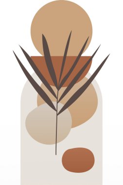 Soyut bej boho doğa duvarı sanat dekoru resimleme arka planı. Boho duvar sanat arkaplan posteri