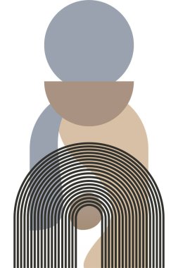 Soyut bej boho doğa duvarı sanat dekoru resimleme arka planı. Boho duvar sanat arkaplan posteri