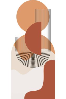 Soyut bej boho doğa duvarı sanat dekoru resimleme arka planı. Boho duvar sanat arkaplan posteri