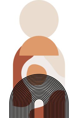 Soyut bej boho doğa duvarı sanat dekoru resimleme arka planı. Boho duvar sanat arkaplan posteri