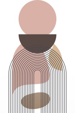 Soyut bej boho doğa duvarı sanat dekoru resimleme arka planı. Boho duvar sanat arkaplan posteri