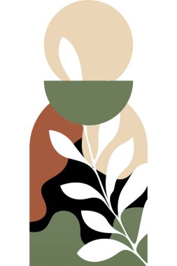 Soyut bej boho doğa duvarı sanat dekoru resimleme arka planı. Boho duvar sanat arkaplan posteri