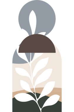 Soyut bej boho doğa duvarı sanat dekoru resimleme arka planı. Boho duvar sanat arkaplan posteri