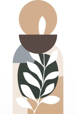 Soyut bej boho doğa duvarı sanat dekoru resimleme arka planı. Boho duvar sanat arkaplan posteri