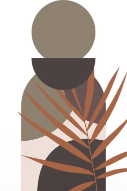 Soyut bej boho doğa duvarı sanat dekoru resimleme arka planı. Boho duvar sanat arkaplan posteri