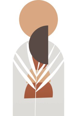 Soyut bej boho doğa duvarı sanat dekoru resimleme arka planı. Boho duvar sanat arkaplan posteri