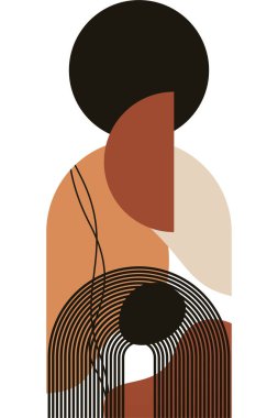 Soyut bej boho doğa duvarı sanat dekoru resimleme arka planı. Boho duvar sanat arkaplan posteri