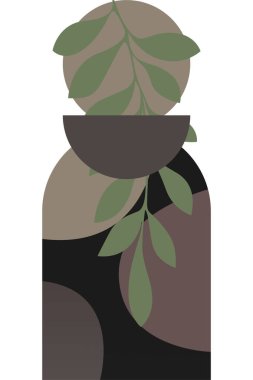 Soyut bej boho doğa duvarı sanat dekoru resimleme arka planı. Boho duvar sanat arkaplan posteri