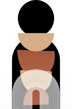 Soyut bej boho doğa duvarı sanat dekoru resimleme arka planı. Boho duvar sanat arkaplan posteri