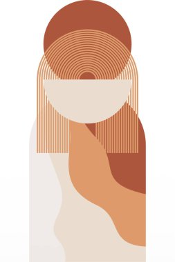 Soyut bej boho doğa duvarı sanat dekoru resimleme arka planı. Boho duvar sanat arkaplan posteri