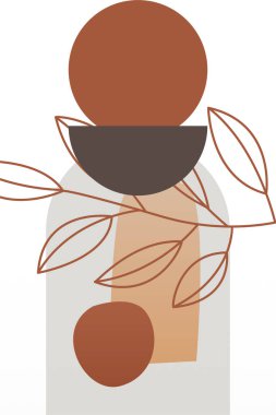 Soyut bej boho doğa duvarı sanat dekoru resimleme arka planı. Boho duvar sanat arkaplan posteri