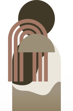 Soyut bej boho doğa duvarı sanat dekoru resimleme arka planı. Boho duvar sanat arkaplan posteri