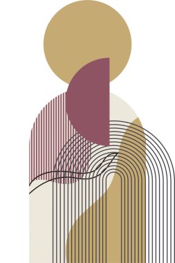 Soyut bej boho doğa duvarı sanat dekoru resimleme arka planı. Boho duvar sanat arkaplan posteri