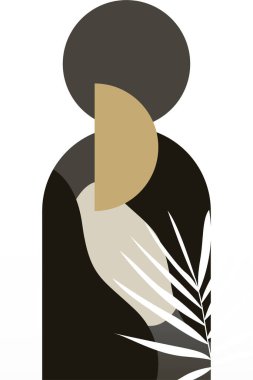 Soyut bej boho doğa duvarı sanat dekoru resimleme arka planı. Boho duvar sanat arkaplan posteri