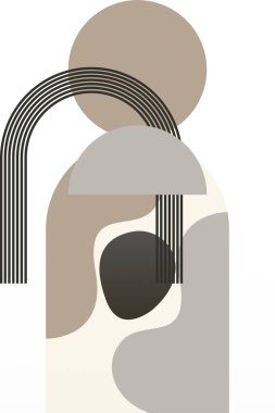 Soyut bej boho doğa duvarı sanat dekoru resimleme arka planı. Boho duvar sanat arkaplan posteri