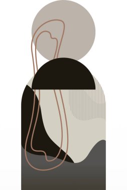 Soyut bej boho doğa duvarı sanat dekoru resimleme arka planı. Boho duvar sanat arkaplan posteri