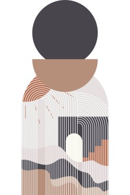 Soyut bej boho doğa duvarı sanat dekoru resimleme arka planı. Boho duvar sanat arkaplan posteri