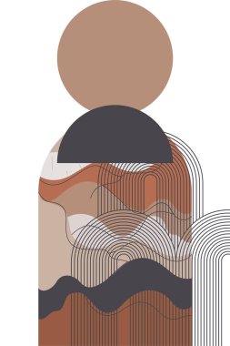 Soyut bej boho doğa duvarı sanat dekoru resimleme arka planı. Boho duvar sanat arkaplan posteri