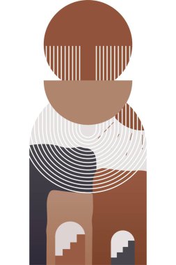 Soyut bej boho doğa duvarı sanat dekoru resimleme arka planı. Boho duvar sanat arkaplan posteri