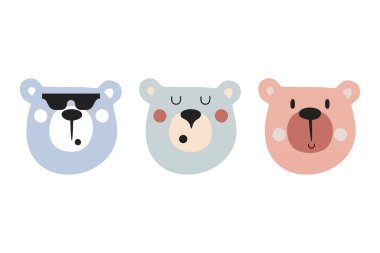 Sevimli ayı klipsli sanat çocukları kreşi. İskandinav ayısı çocuk odası duvar sanat dekoru