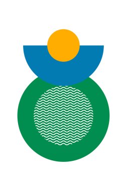 Düz renkli Bauhaus duvar dekorasyonu. Soyut duvar dekoru çizimi