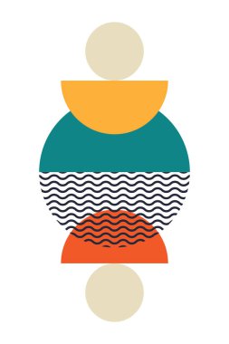 Düz renkli Bauhaus duvar dekorasyonu. Soyut duvar dekoru çizimi