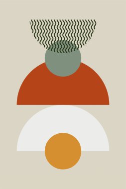 Düz renkli Bauhaus duvar dekorasyonu. Soyut duvar dekoru çizimi