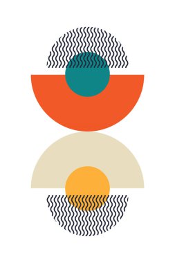 Düz renkli Bauhaus duvar dekorasyonu. Soyut duvar dekoru çizimi