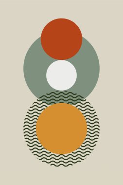 Düz renkli Bauhaus duvar dekorasyonu. Soyut duvar dekoru çizimi