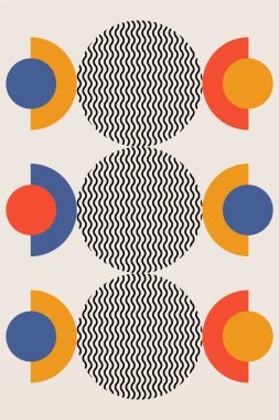 Düz renkli Bauhaus duvar dekorasyonu. Soyut duvar dekoru çizimi