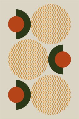 Düz renkli Bauhaus duvar dekorasyonu. Soyut duvar dekoru çizimi