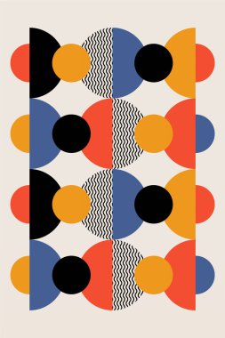 Düz renkli Bauhaus duvar dekorasyonu. Soyut duvar dekoru çizimi