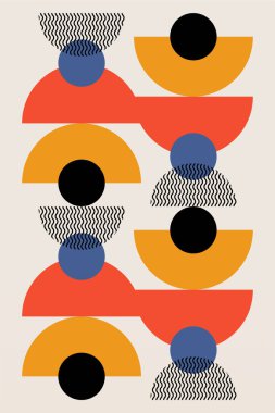 Düz renkli Bauhaus duvar dekorasyonu. Soyut duvar dekoru çizimi