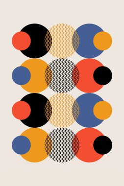 Düz renkli Bauhaus duvar dekorasyonu. Soyut duvar dekoru çizimi