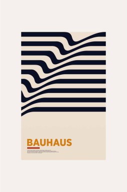 Orta Çağ Modern Bauhaus Duvar Sanatı. Bauhaus Dalga Yazdırma Sergisi Posteri.