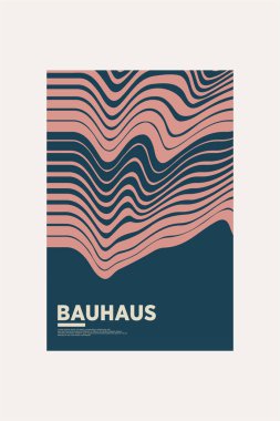 Orta Çağ Modern Bauhaus Duvar Sanatı. Bauhaus Dalga Yazdırma Sergisi Posteri.