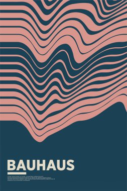 Orta Çağ Modern Bauhaus Duvar Sanatı. Bauhaus Dalga Yazdırma Sergisi Posteri.
