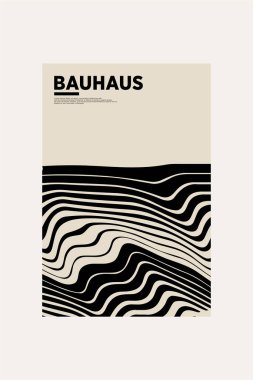Orta Çağ Modern Bauhaus Duvar Sanatı. Bauhaus Dalga Yazdırma Sergisi Posteri.