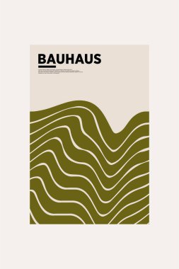 Orta Çağ Modern Bauhaus Duvar Sanatı. Bauhaus Dalga Yazdırma Sergisi Posteri.
