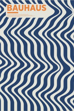Orta Çağ Modern Bauhaus Duvar Sanatı. Bauhaus Dalga Yazdırma Sergisi Posteri.