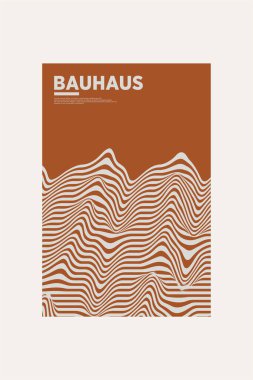Orta Çağ Modern Bauhaus Duvar Sanatı. Bauhaus Dalga Yazdırma Sergisi Posteri.