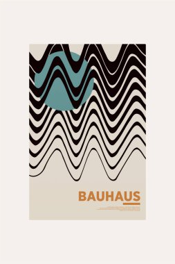 Orta Çağ Modern Bauhaus Duvar Sanatı. Bauhaus Dalga Yazdırma Sergisi Posteri.