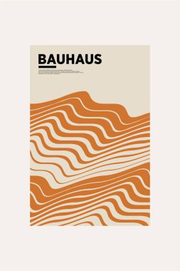 Orta Çağ Modern Bauhaus Duvar Sanatı. Bauhaus Dalga Yazdırma Sergisi Posteri.