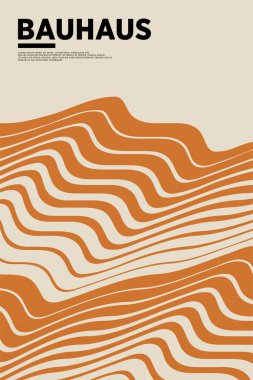 Orta Çağ Modern Bauhaus Duvar Sanatı. Bauhaus Dalga Yazdırma Sergisi Posteri.