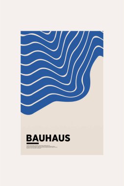Orta Çağ Modern Bauhaus Duvar Sanatı. Bauhaus Dalga Yazdırma Sergisi Posteri.