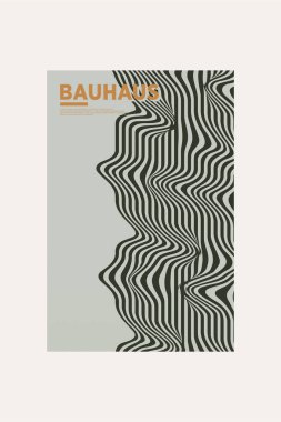 Orta Çağ Modern Bauhaus Duvar Sanatı. Bauhaus Dalga Yazdırma Sergisi Posteri.