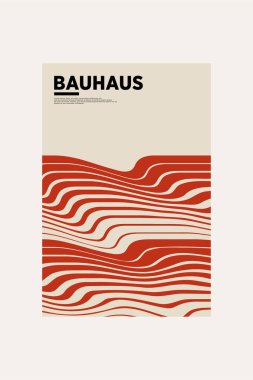 Orta Çağ Modern Bauhaus Duvar Sanatı. Bauhaus Dalga Yazdırma Sergisi Posteri.