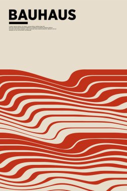 Orta Çağ Modern Bauhaus Duvar Sanatı. Bauhaus Dalga Yazdırma Sergisi Posteri.